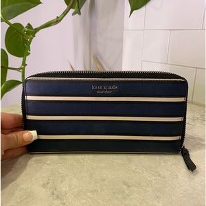 Kate Spade New York Cameron Large Continental Wallet Blue White Stripe Multi